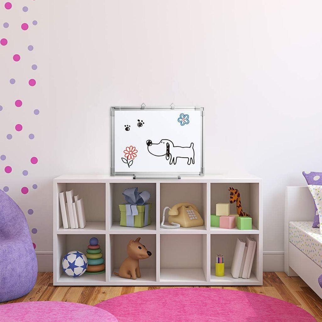 Allecto Premium - Magnetisches Whiteboard 40 x 30 cm | Trocken abwischbar | Markierstifte und Magnete | Zuhause Schule Büro