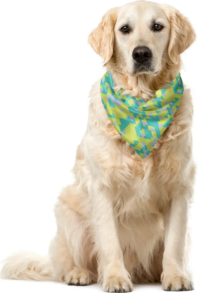 ABAKUHAUS Bandana astratta per animali domestici, zigzag retrò hipster, 55x55 cm, multicolore