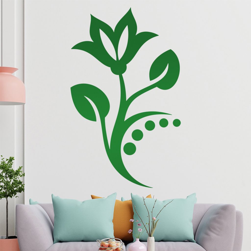 Blume - Linien Punkte Wandtattoo in 6 Größen - Wandaufkleber Wall Sticker - Dekoration, Küche, Wohnzimmer, Schlafzimmer, Badezimmer