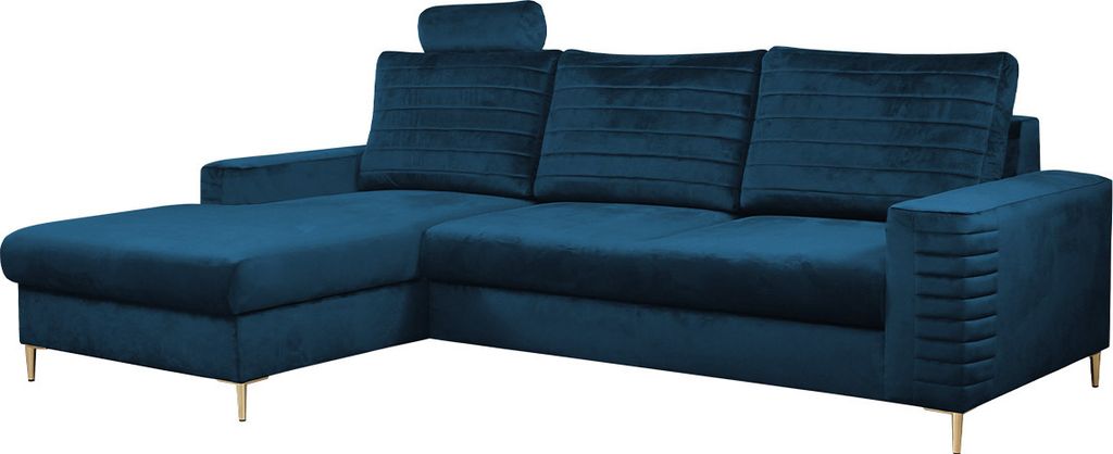 MIRJAN24 Ecksofa Collin, Wohnzimmer Eckcouch mit Bettkasten und Schlaffunktion (Farbe: Velluto 25, Seite: Links)