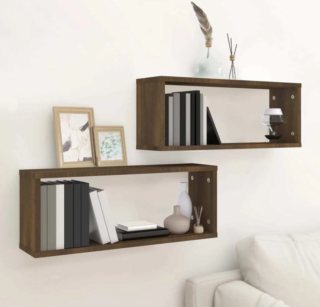 Maison Exclusive Scaffali Cubici 2 Pezzi Rovere Marrone 60x15x23 cm