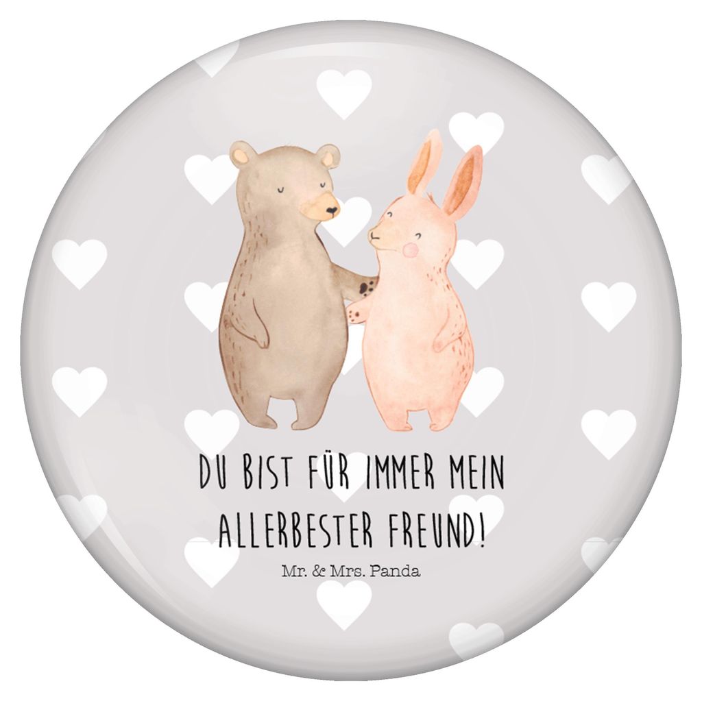 Mr. & Mrs. Panda Pin Bär und Hase Umarmen - Grau Pastell - Geschenk, Anstecker, Badge, für Immer, Freundinnen, Freundin, Beste, Button, Ansteckbu...