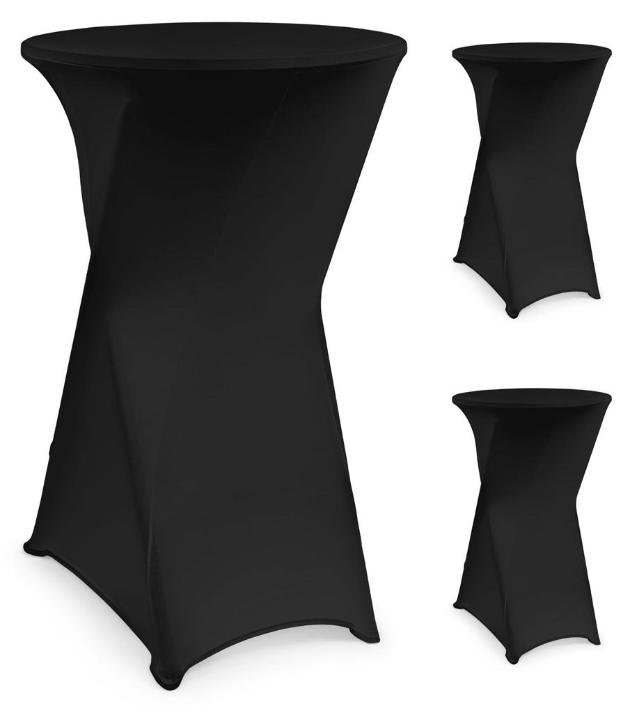 Set aus 2 elastischen Tischdecken für Stehtische, geeignet für Tische von 70-110 cm, schwarz, mit verstärkten Füßen, knitterfrei, waschbar, f...
