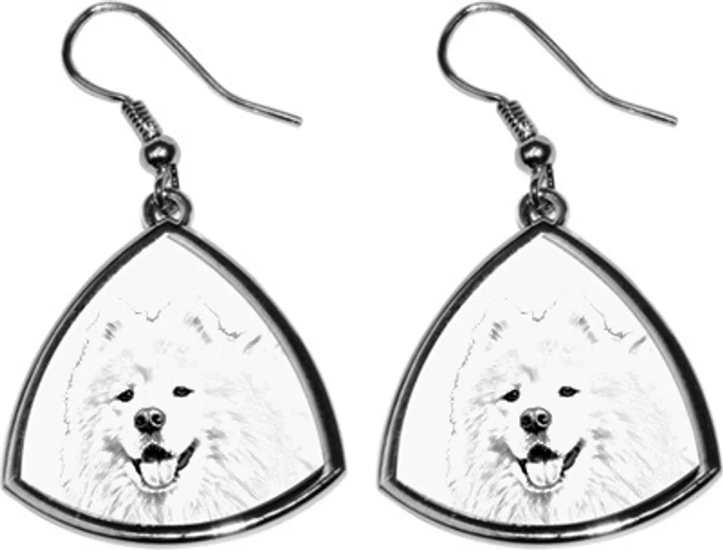 Samojede, Samoyed, cane Samojede, Samojedenspitz - Orecchini a forma di cane, orecchini pendenti con immagine, gioielli personalizzati con la stampa del marchio Art-Dog