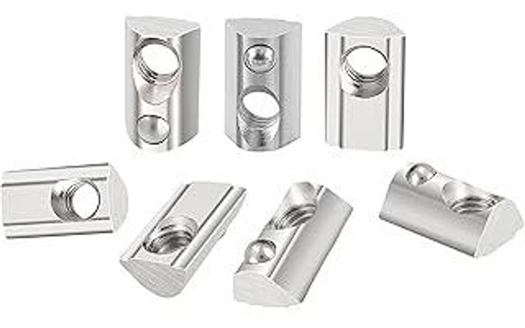 HXJDAM 40 Stück Nutensteine M6 mit Zentrierung Kugel Nut 8 T Nutsteine 40-Serie M6 Aluprofil 40x40 Kohlenstoffstahl Gleitmutter mit Federkugel fü...