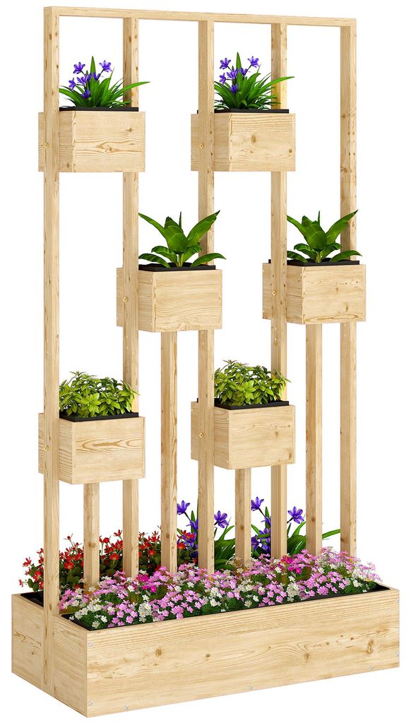 Hochbeet mit Rankgitter K?rbe. Holz Pflanzkasten Pflanzkš¹bel Blumenkasten. 90 x 45 x 170 cm