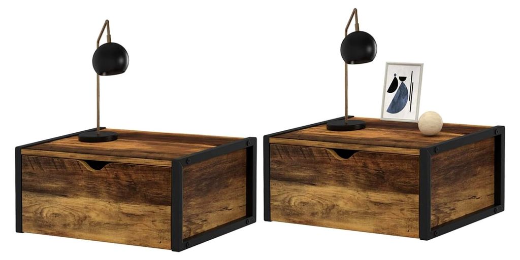 2er-Set Wand-Nachttische Hawkins im Industriedesign
