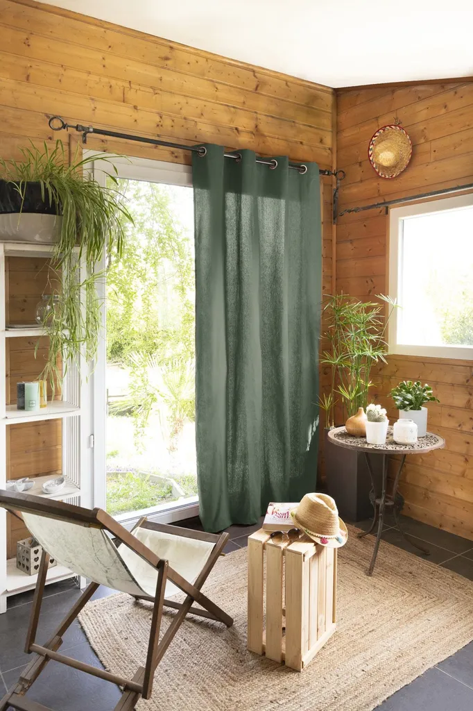 Rideau 140x260 cm KALA Romarin – Habillage de Fenêtre Style Naturel