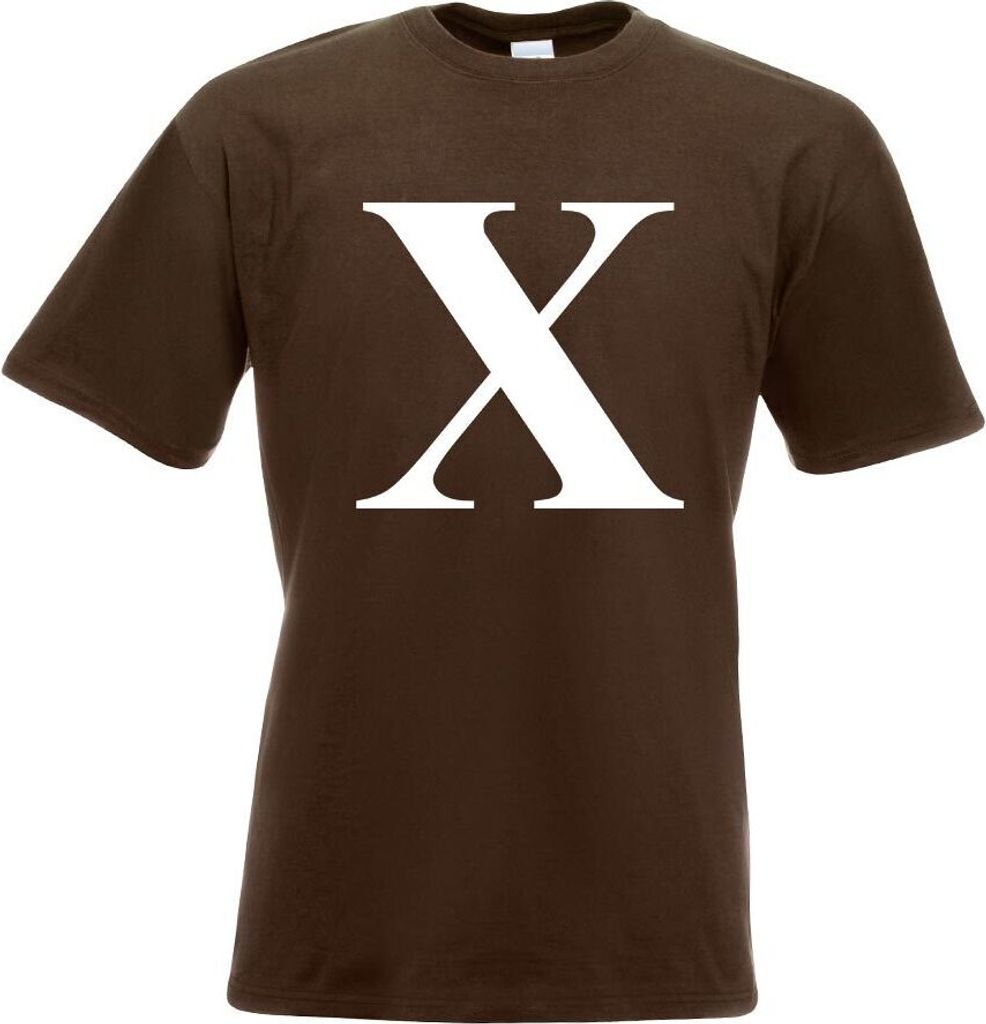 Kiwistar - T-Shirt - Chocolate - Buchstabe X - Alphabet Motiv Bedruckt Funshirt Design Print - mit Motiv Bedruckt - Funshirt Design - Sport - Freiz...