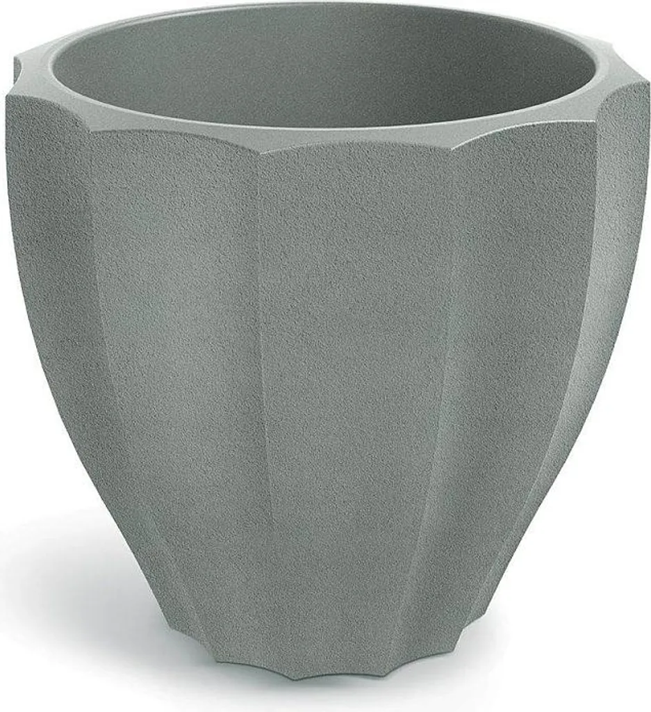 Grand bac à fleurs rond 60 cm RONA ROUNDE gris béton effet pierre brute