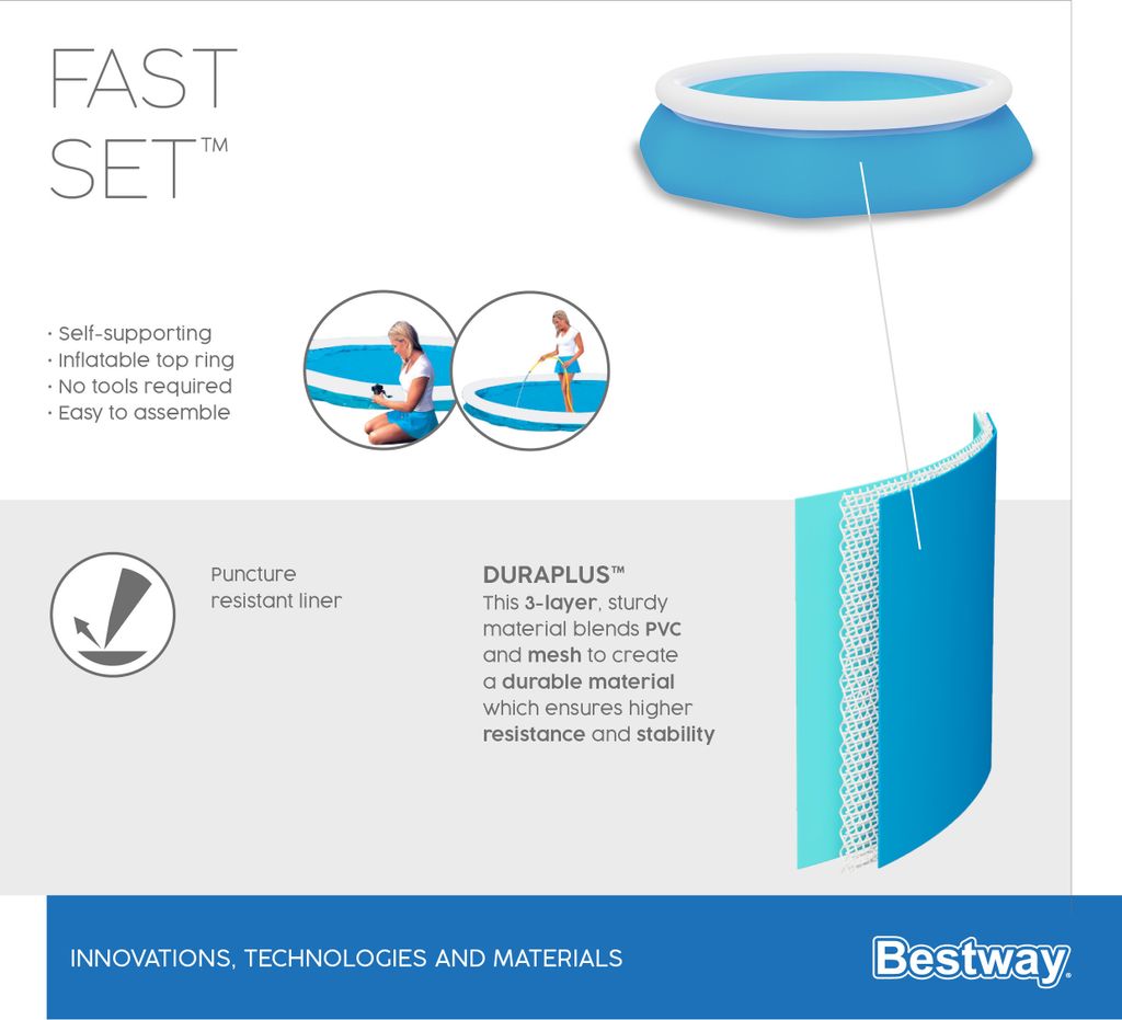 Bestway Fast Set Aufblasbarer Swimmingpool Rund 305x76 cm Produktbild 7