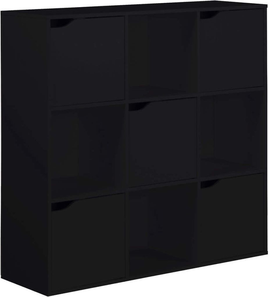 Rebecca Mobili Bücherregal Kachnar 90x90x30 Spanplatte Schwarz Modern