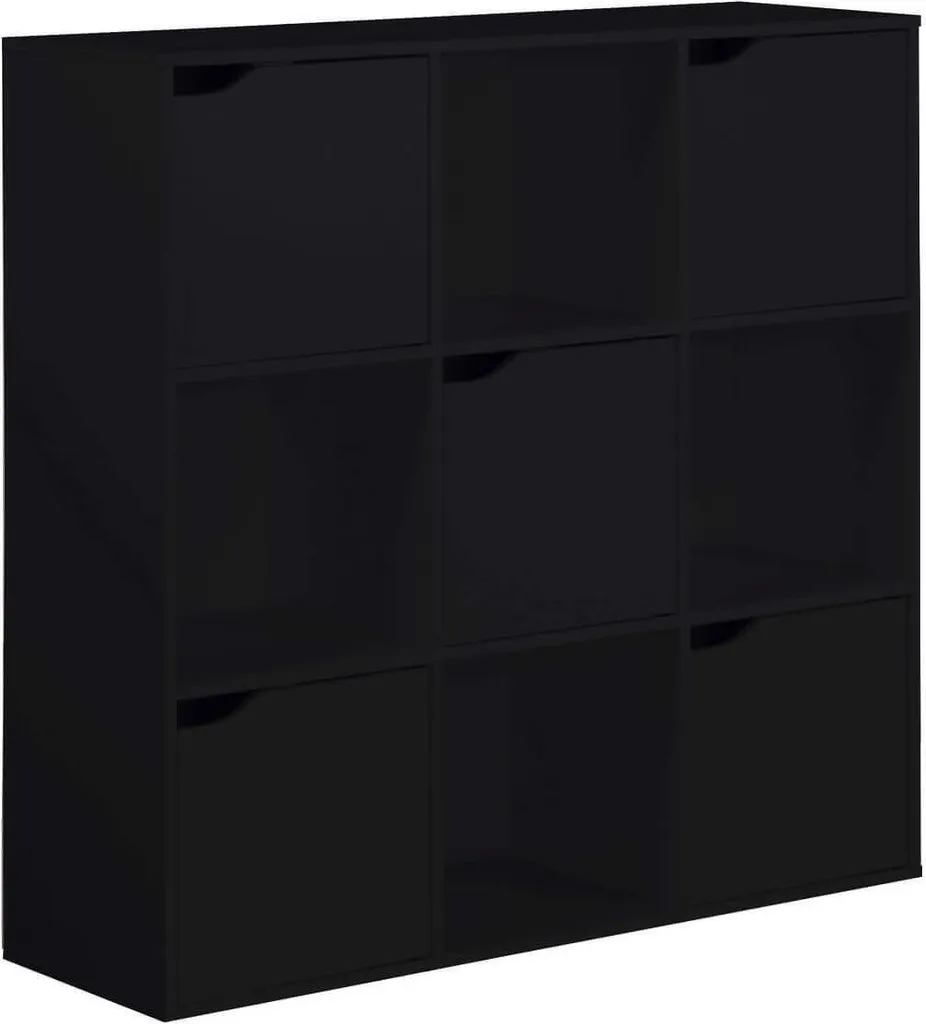 Étagère Rebecca Mobili Kachnar 90x90x30 cm en Bois Noir Style Moderne