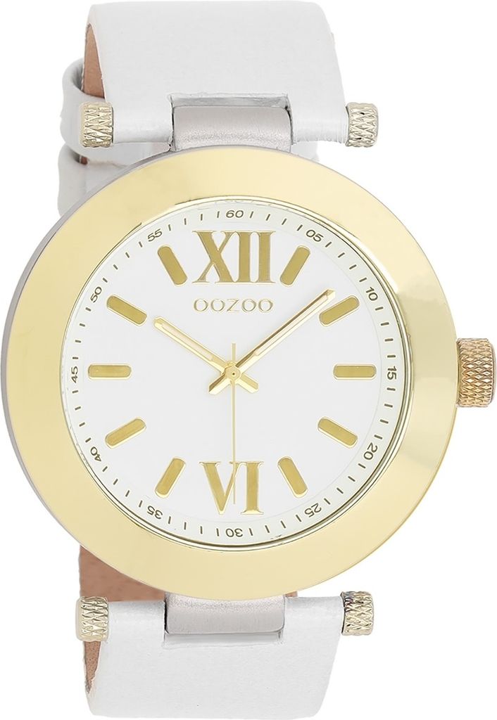 Oozoo Armbanduhr weiß Leder Vintage Series Herren Analog-Quarzuhr UOC5756A