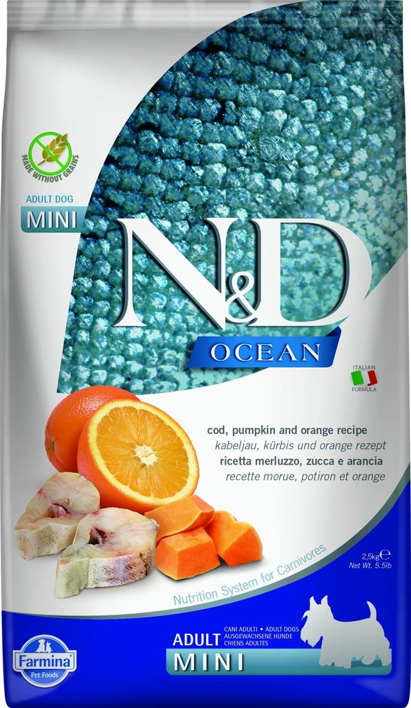 N&D Ocean Hundefutter Kabeljau mit Krbis small breed 2,5
