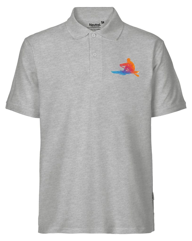 Huuraa Herren Polo Shirt Rudern bunte Silhouette XL Sport Grey Bio Baumwolle Fairtrade Poloshirt Geschenkidee