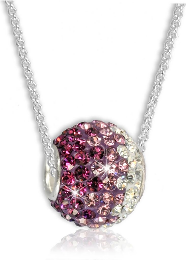 SilberDream Zirkonia Set Kette Bead Silber weiß lila Produktbild 