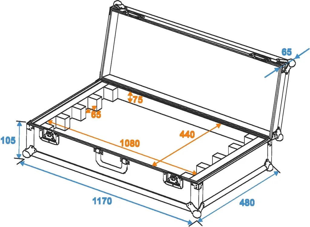 Flightcase robuste EC-B252 ROADINGER avec mousse intérieure pour LED