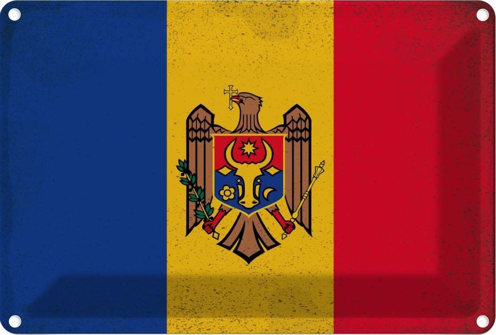 vianmo Blechschild 20x30 cm Moldau Moldova Vintage Flagge Fahne Wappen