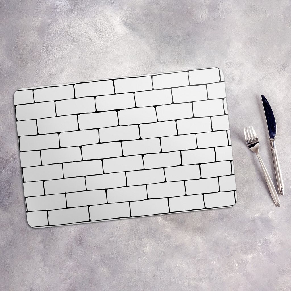 Tischset 4x45x30 cm + 10fi cm Platzset Tischmatte Platzmatte Untersetzer - weißer Backstein Ziegel