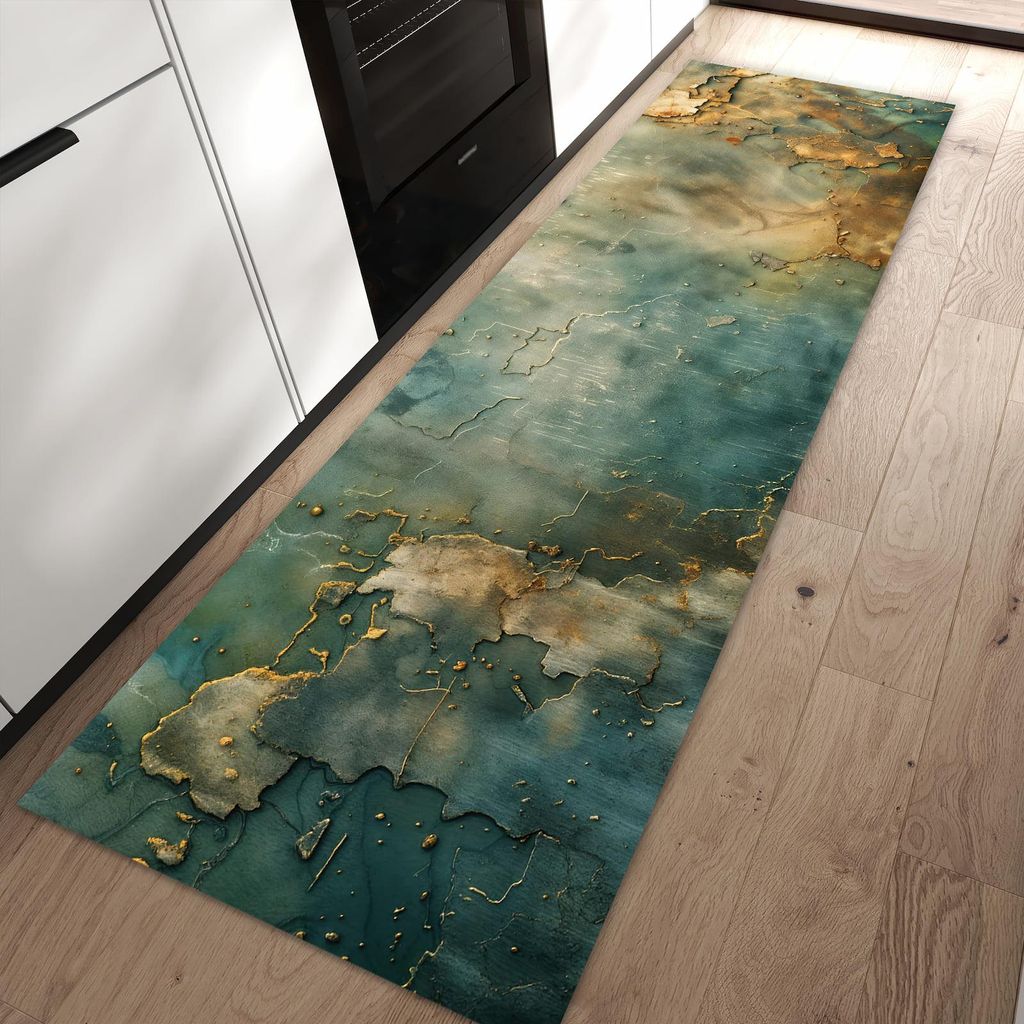 Küchenteppich 60x90cm rutschfest & abwischbar PVC Läufer - Gealterte Wand