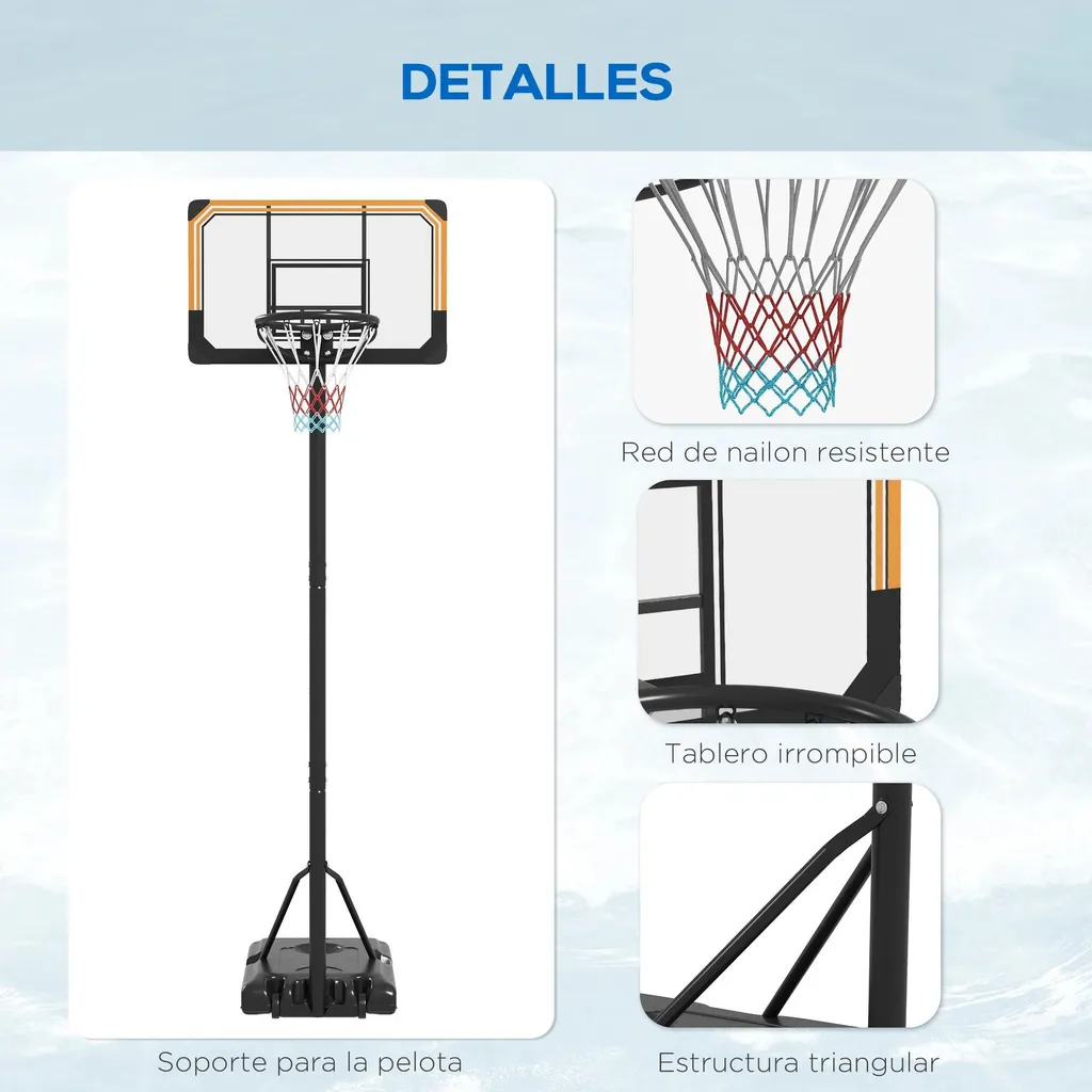 Panier de basket stable et mobile réglable 2m64 noir : fini les fixations - 5