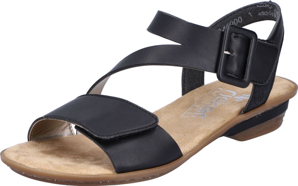 Rieker Damen Sandalen Sandaletten Blockabsatz 63460, Größe:40 EU, Farbe:Schwarz
