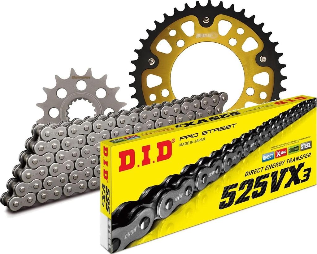 Kit Stealth (gold) passend für Aprilia SL1000 Falco 99-04 16-41-108 DID525VX3 Niet