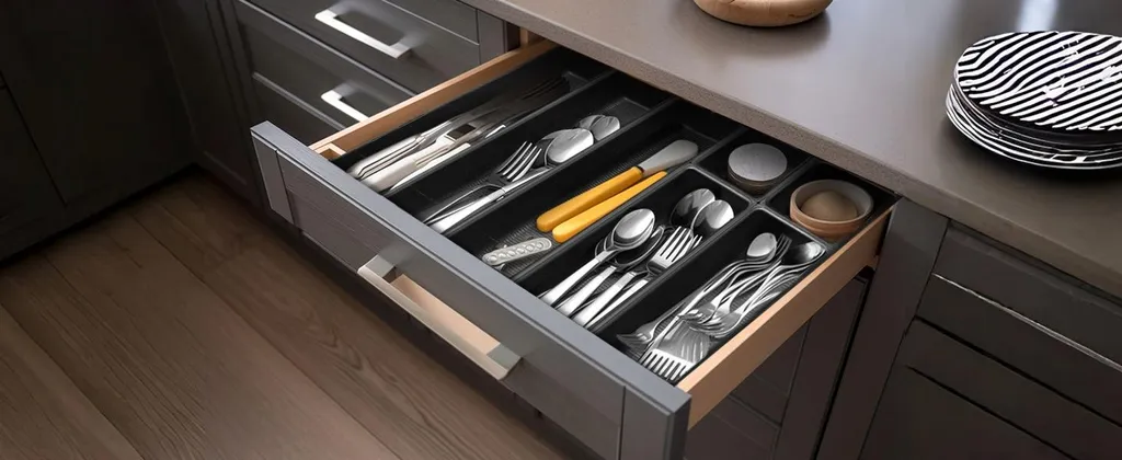 Range-couverts coulissant et insert de rangement extensible de tiroir - 9