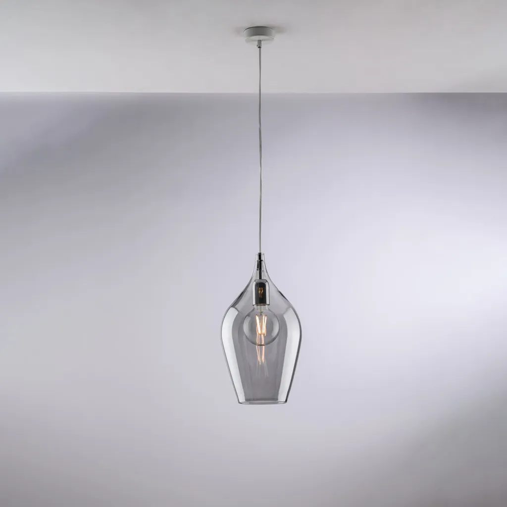 Suspension idéale pour table à manger Ares Iron verre gris d.20cm
