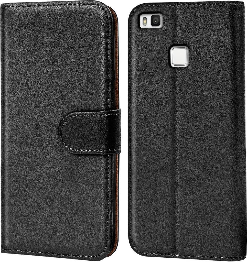 Conie Klapp Tasche für Huawei P9 Lite Kartenfach Rundumschutz Hülle in Schwarz