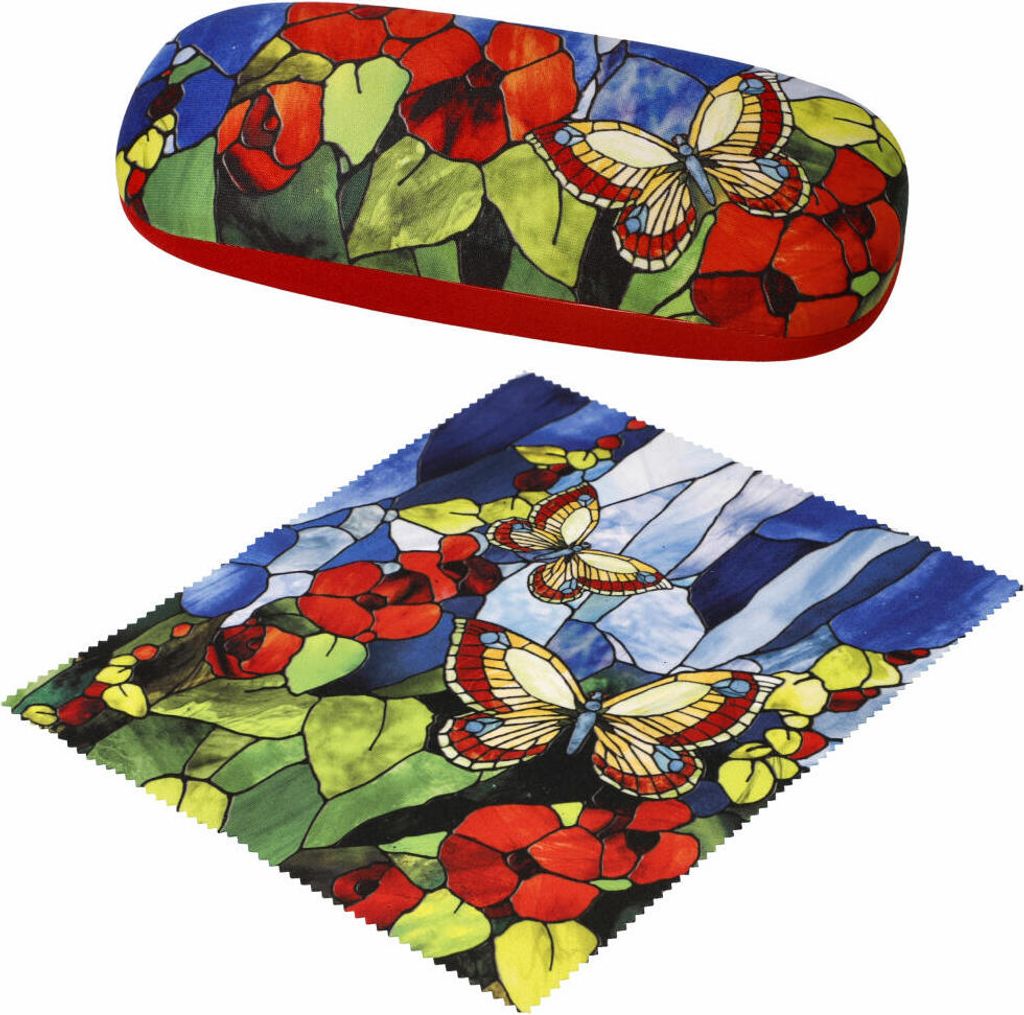 Goebel Brillenetui Louis Comfort Tiffany - Schmetterlinge, Kunststoff, Bunt, 16 cm, 67003011