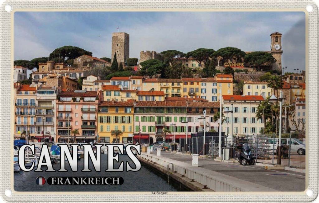 vianmo Blechschild 20x30 cm Cannes Frankreich Le Suquet Stadtviertel Abenteuer Reisen Urlaub