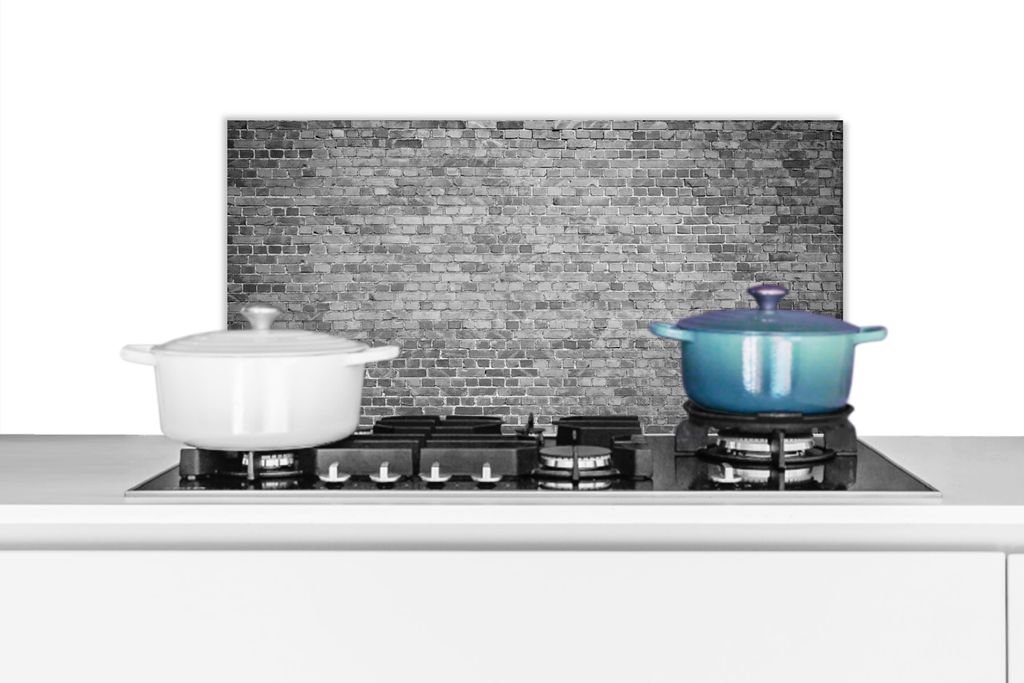 KitchenYeah Spritzschutz Küche - Küchenrückwand - Wandschutz für Herd und Spüle - Stein - Wand - Schwarz - Weiß 60x30 - Alu-Dibond (Alterna...