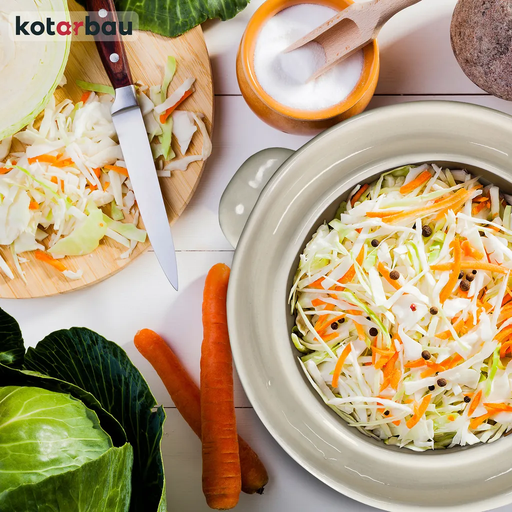 KOTARBAU® Pentola per la fermentazione dei crauti Pentola per crauti da 5 litri in argilla con coperchio Pentola in gres Barile per la fermentazione dei cetrioli Pentola in gres per il rum Pentola per il decapaggio Pentola in pietra Contenitore per kimchi Pentola in gres ceramico - 2