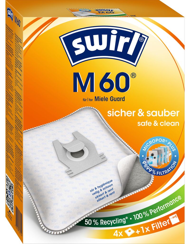 SWIRL stofzuigzakken M 60 EcoPor, geschikt voor Miele Productafbeelding 