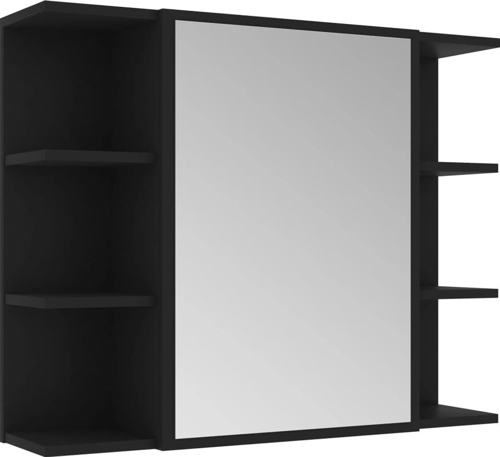 vidaXL Bad-Spiegelschrank Schwarz 80x20,5x64 cm Produktbild 