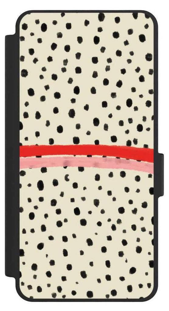 NIVOCASE Klapphülle für Samsung Galaxy S26 Handyhülle aus Kunst Leder NIVOflip schwarz Kunst Punkte Streifen