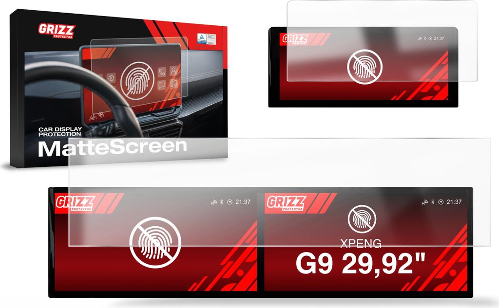Matte Autodisplayfolie 2in1 für XPENG G9 29,92" (2023-2026), Grizz Protector