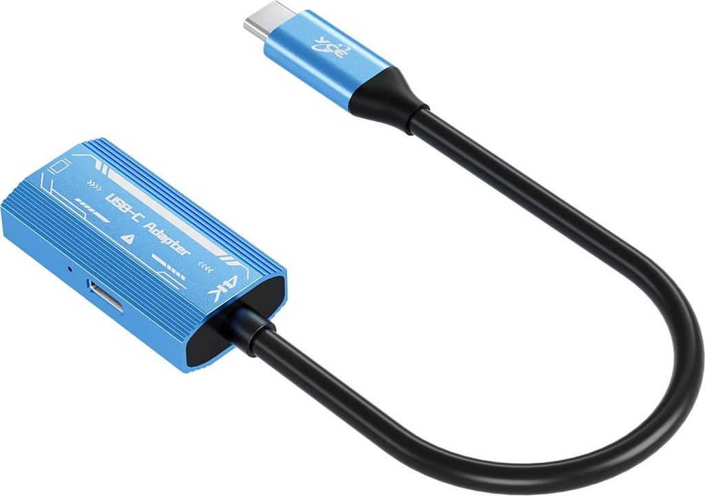 INF Type C auf PD + Type C/F Video Konverter - Blauer Aluminium Adapter