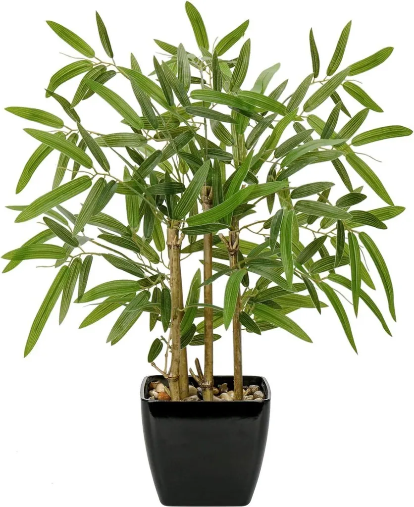 Pianta da Ufficio Bambù Artificiale 43cm - Vaso Nero Professionale
