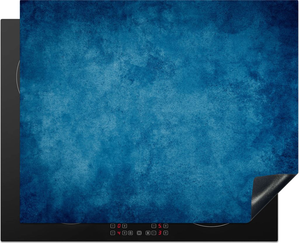 KitchenYeah Herdabdeckplatte Beton - Blau - Vintage - Strukturiert - Industriell , 65x52cm, Küche Deko, Glaskeramikkochfeld Herdabdeckung, Abdec...