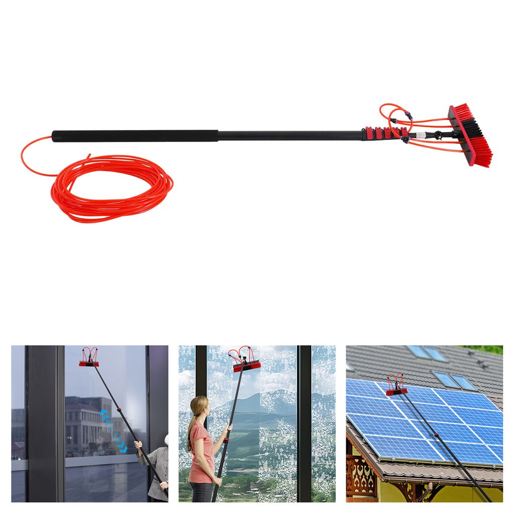 Fensterwischer 1.52-7.2m Fensterreiniger Reinigungsbürsten Fensterreinigungsgeräte(Schwarz&Rot)