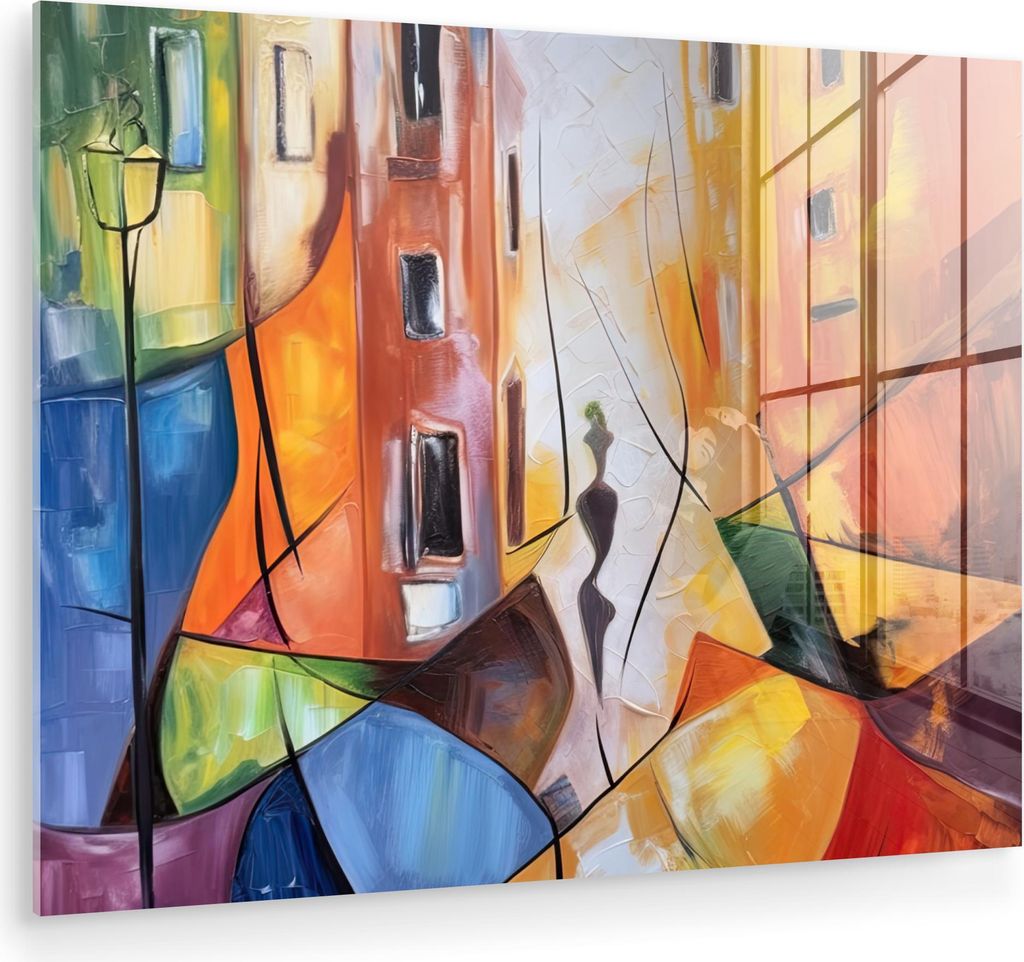 MuchoWow Glasbilder - Bilder auf Wandbild - Foto auf Glas Abstrakt - Kunst - Malerei - Farben 40x30 cm Wanddekoration aus Glas - Acrylglasbild - Ac...