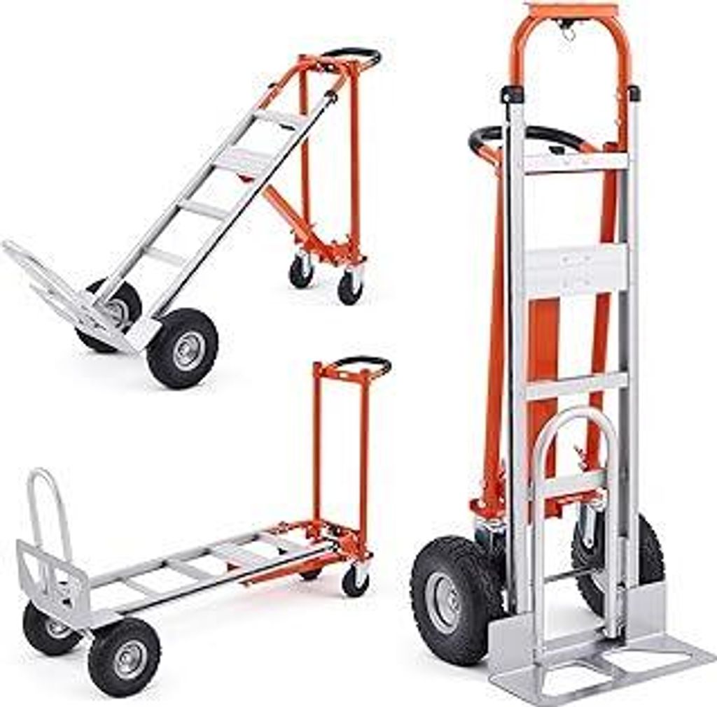 CREWORKS 3-in-1 Sackkarre Klappbar Aluminium Transportkarre Plattformwagen mit Robusten Rädern Tragkraft 450kg Handwagen Leicht Transportwagen fü...