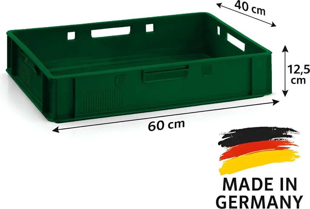 Caisse empilable E1 robuste 60x40x12,5 cm en PEHD pour bouchers - x5 - 2