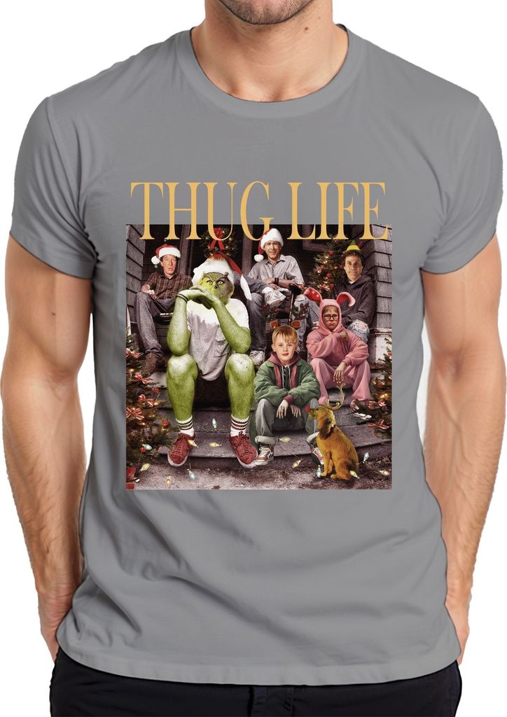 Thug Life Retro Weihnachtsfilme - Weihnachten Christmas Xmas Herren T-Shirt, Grau, XL