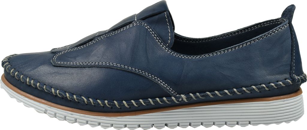 Andrea Conti Damen Slipper Leder mit Keilabsatz Ziernaht 1889011, Größe:42 EU, Farbe:Blau