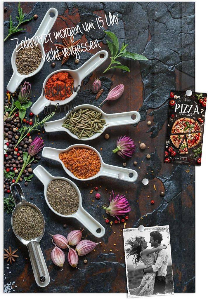 Magnettafel 40x60cm Pinnwand Whiteboard beschreibbar - Kräuter und Gewürze