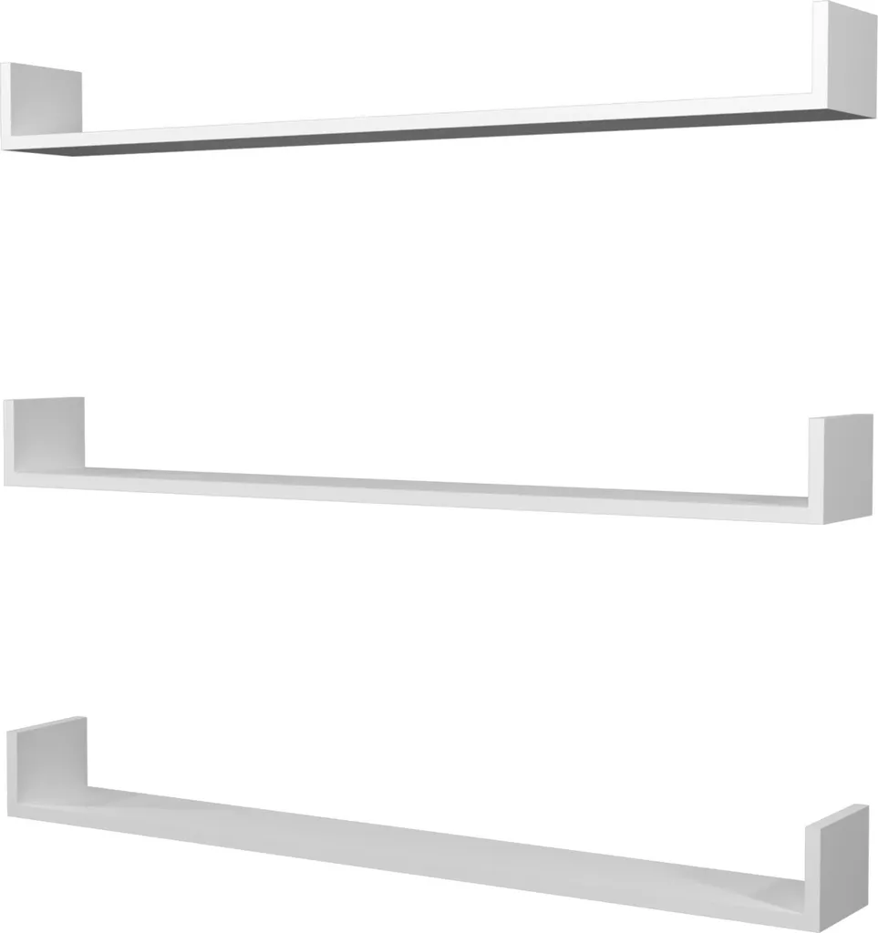 Scaffale a Muro Bianco Candace 120cm - Design Moderno Set da 3